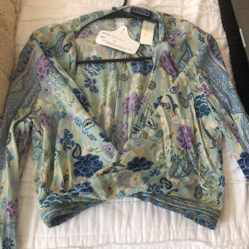 Floral patterned top with bell sleeves